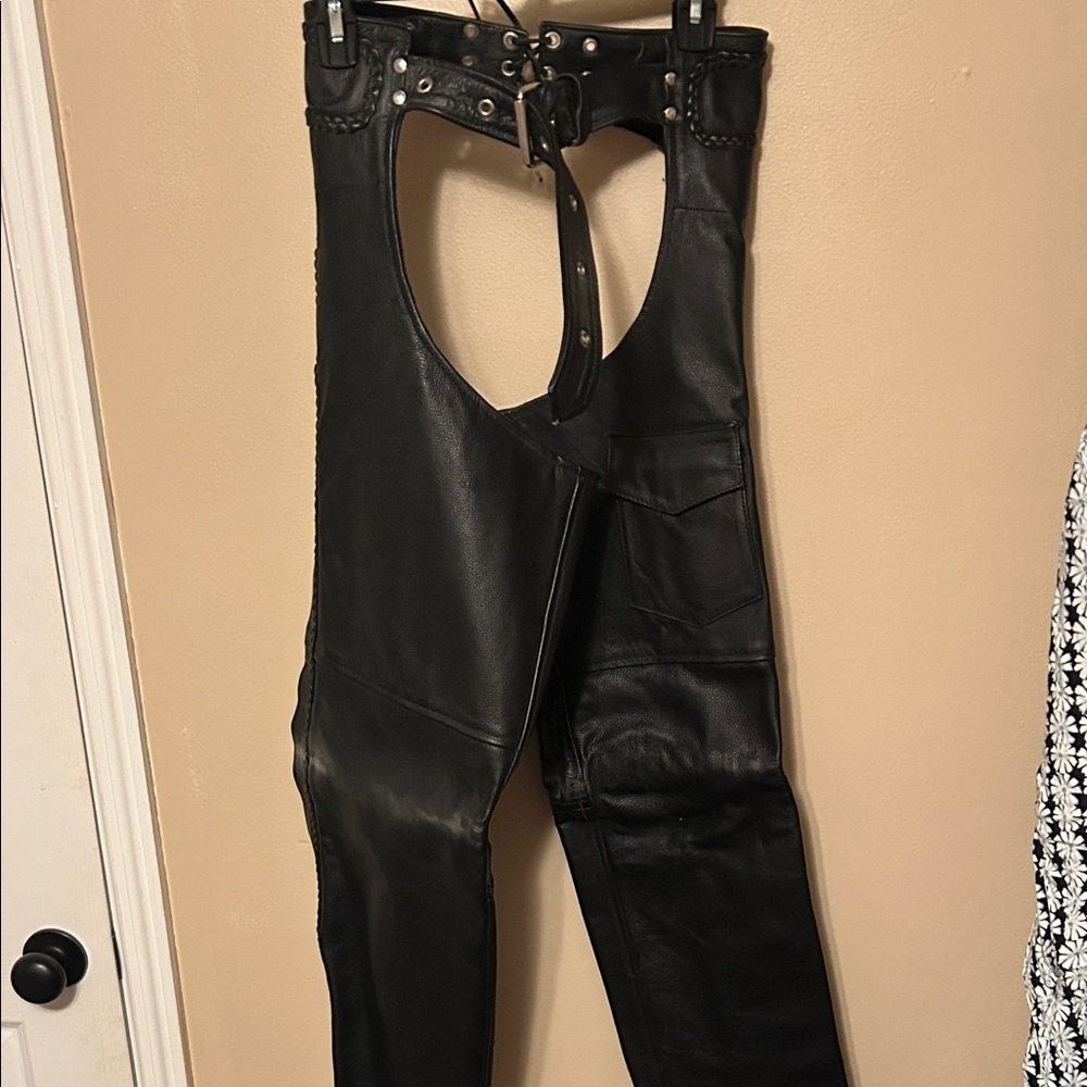 Leather Chaps Black Women's Biker Pants